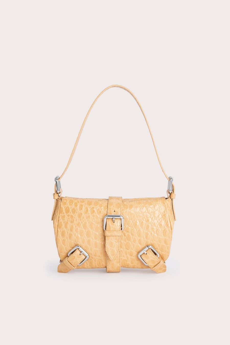 Bags BY FAR  | Murphy Biscuit Circular Croco Embossed Leather